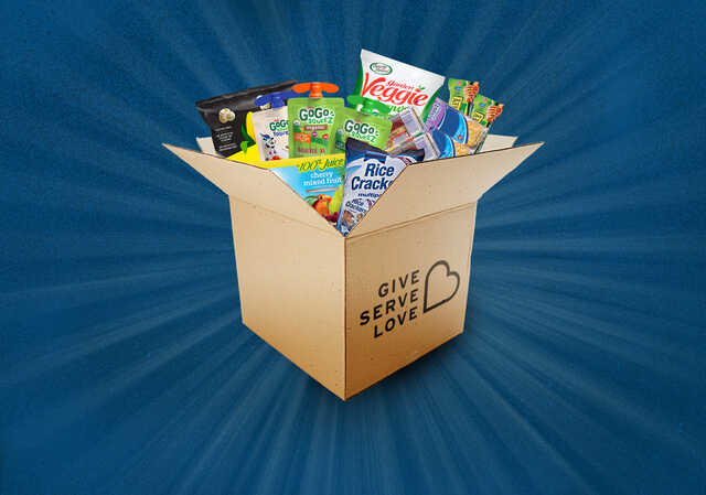 Graphic of Be Rich box filled with snacks