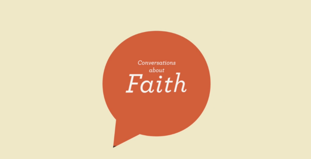 conversations about faith in a word bubble